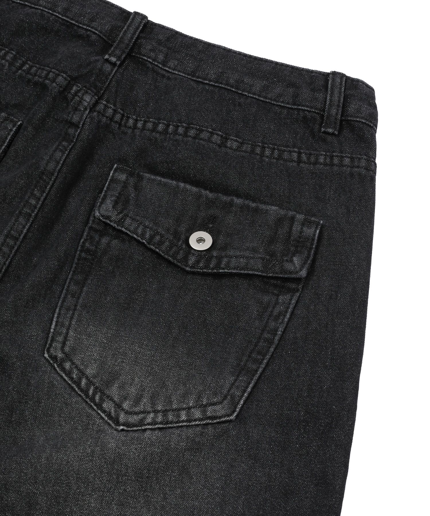 ★MUCENT★ Ronar Back Button Leather Point Bermuda Denim Pan MUSINSA | MUCENT Ronar Back Button Leather Point Bermuda