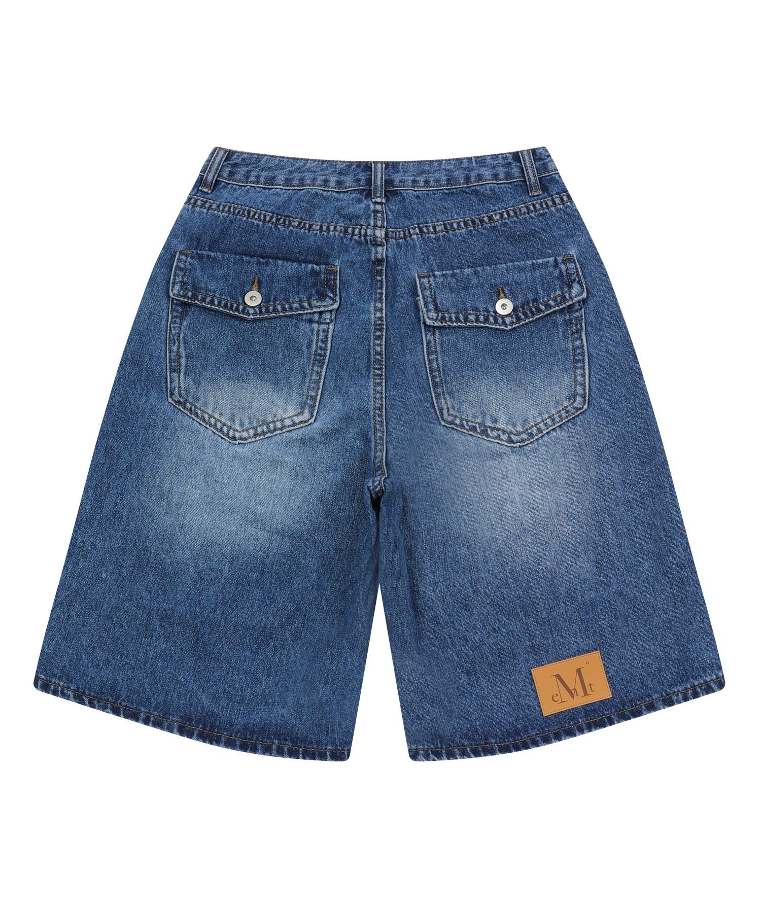 MUSINSA | MUCENT Ronar Back Button Leather Point Bermuda