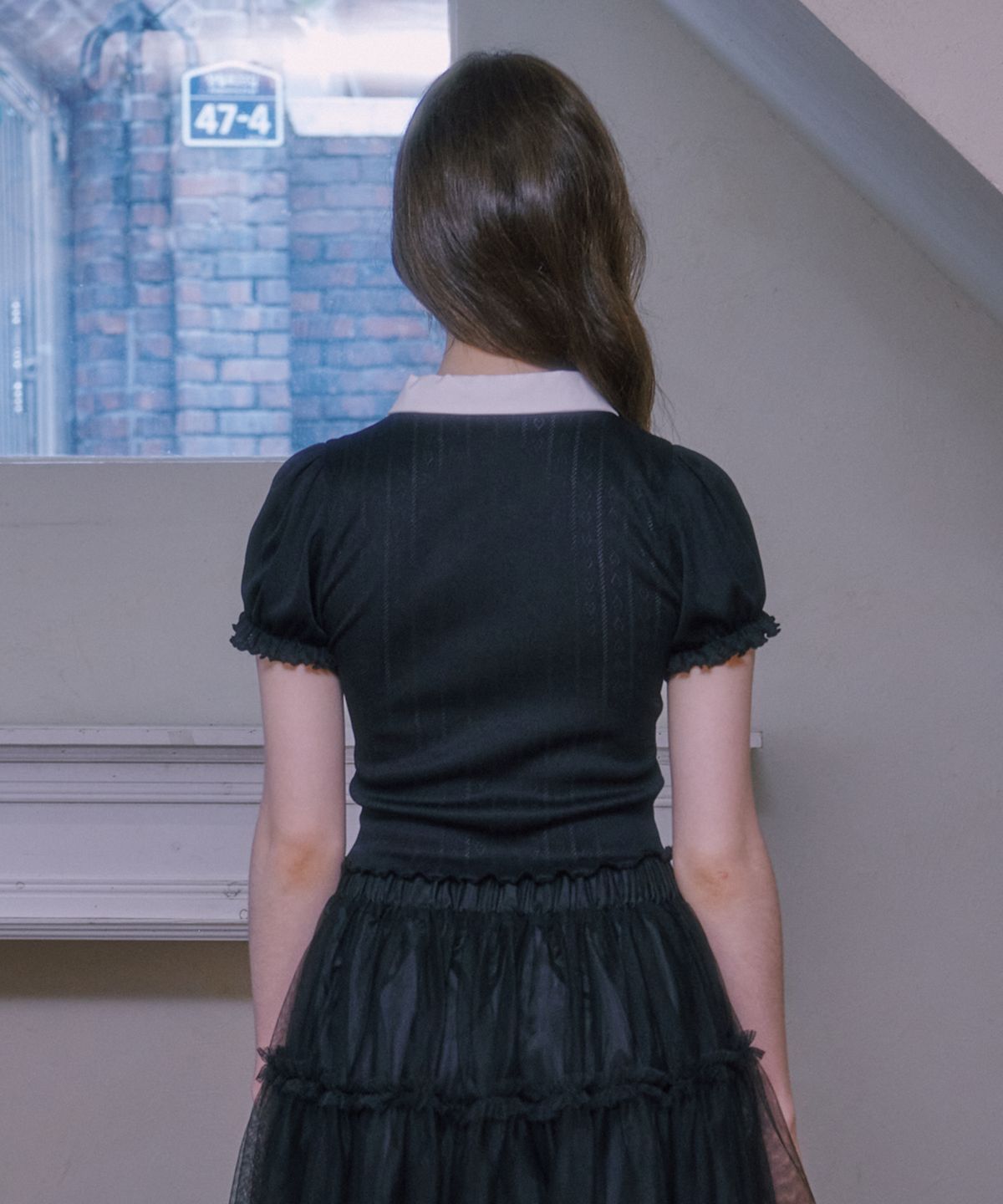 루루슈(LULUCHOU) Lovely puff sleeve shirt - BLACK