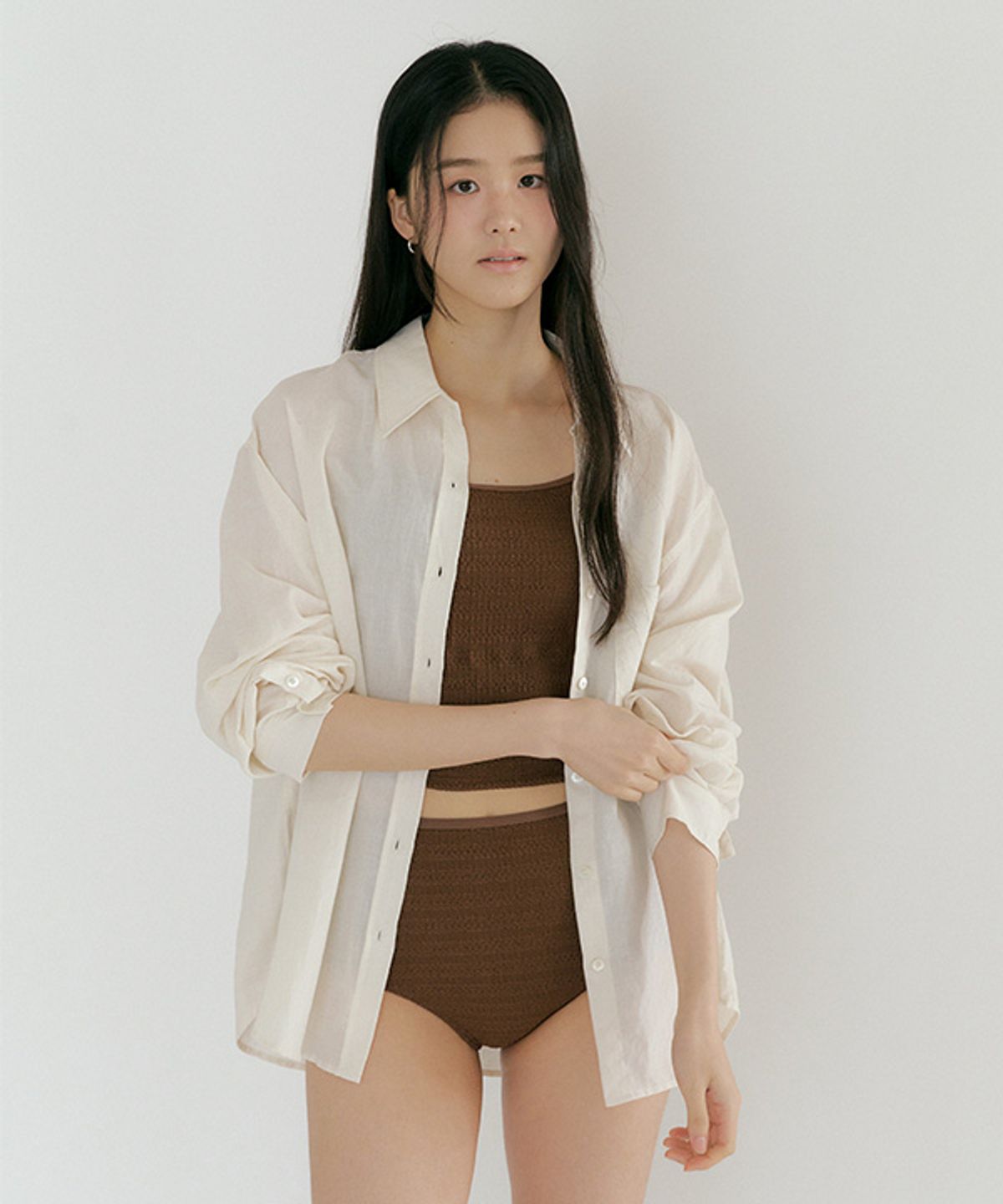 링서울(LINGSEOUL) lace swim set-brown