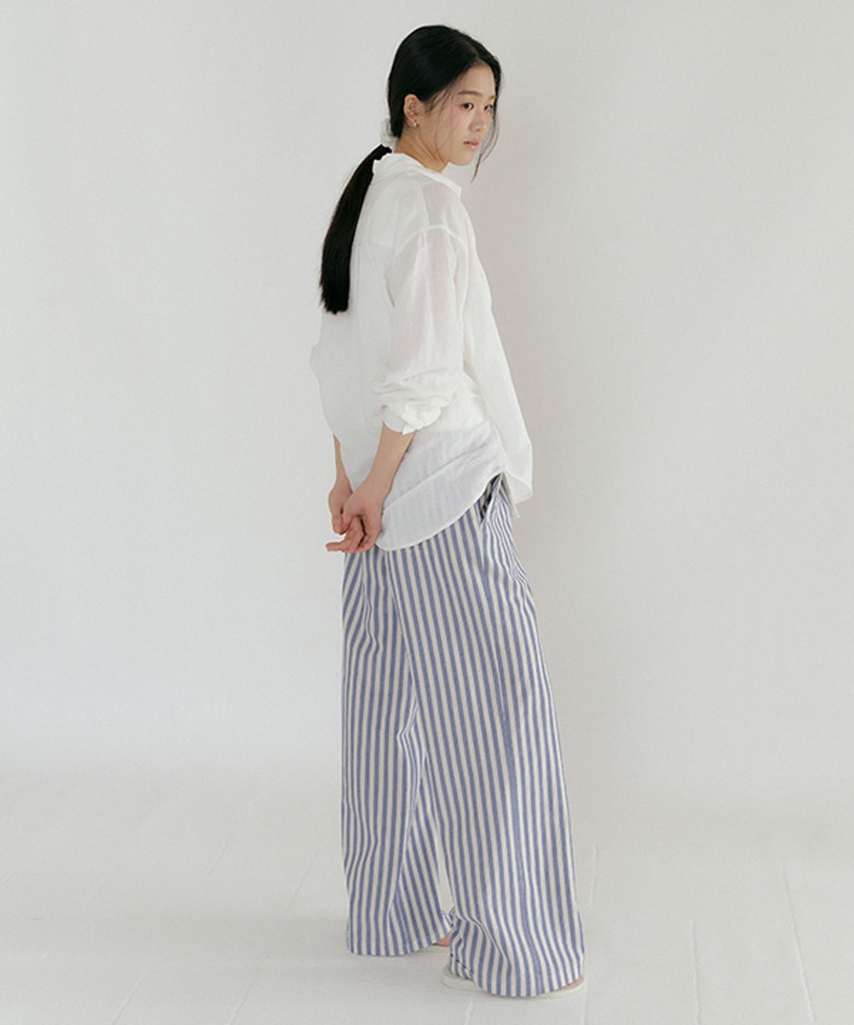 링서울(LINGSEOUL) london stripe banding pants-navy