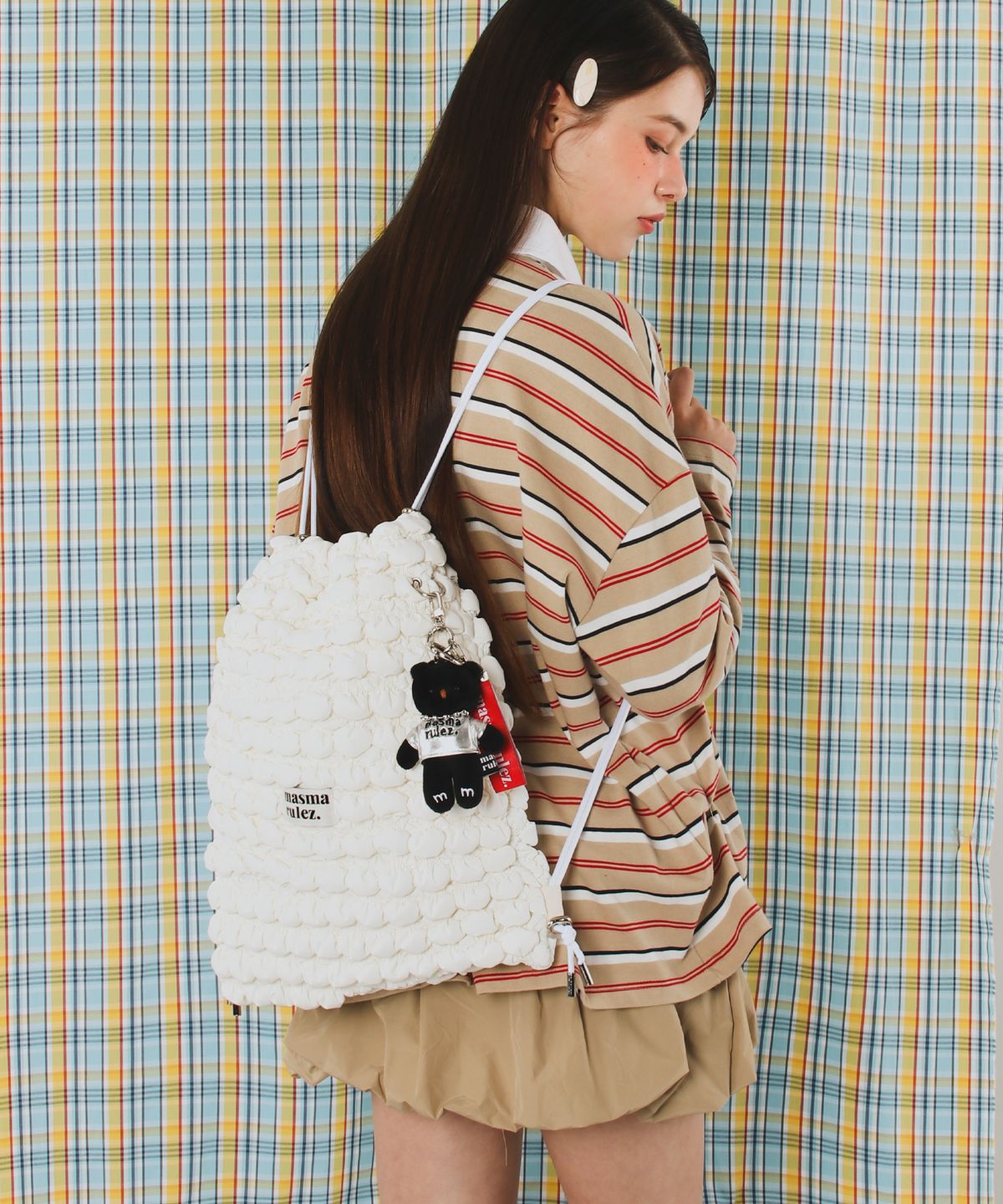 마스마룰즈(MASMARULEZ) Quilting gym sack string bag _ Ivory