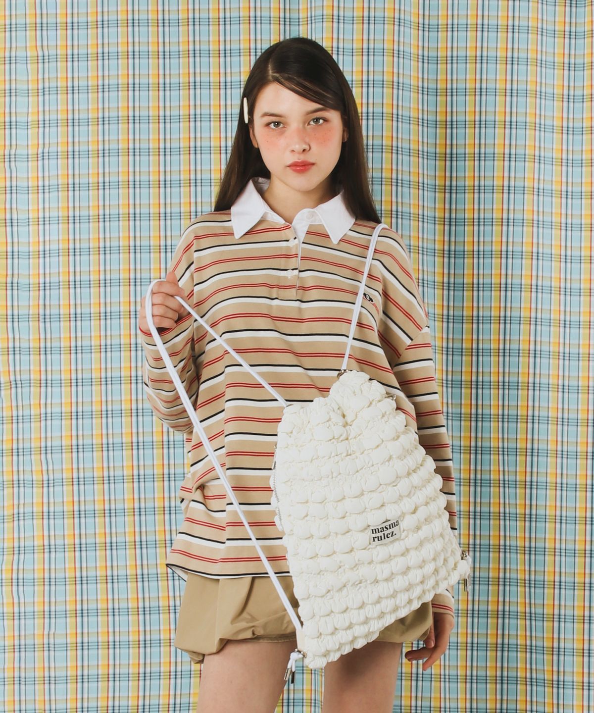 마스마룰즈(MASMARULEZ) Quilting gym sack string bag _ Ivory