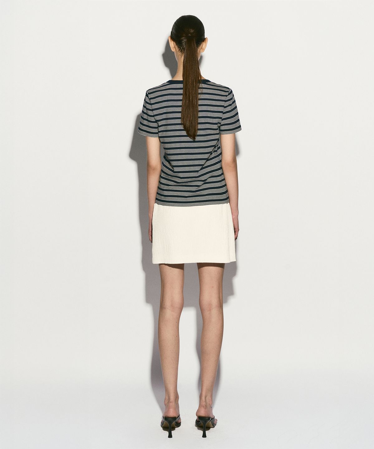 리이(RE RHEE) LOGO STRIPED T-SHIRT MIDNIGHT NAVY