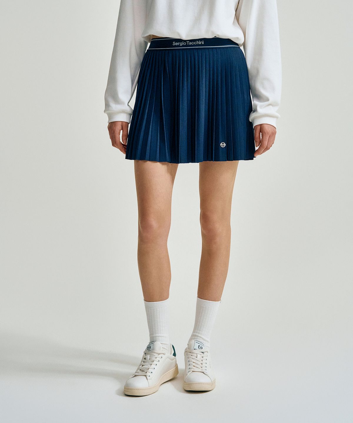 세르지오 타키니(SERGIO TACCHINI) W 타키니 플라잉 잔플리츠 스커트 (Navy)