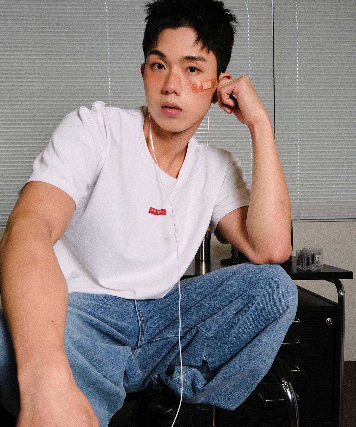 레코딩하우스(RECORDINGHOUSE) REC OVER FIT HALF-SLEEVE [WHITE]