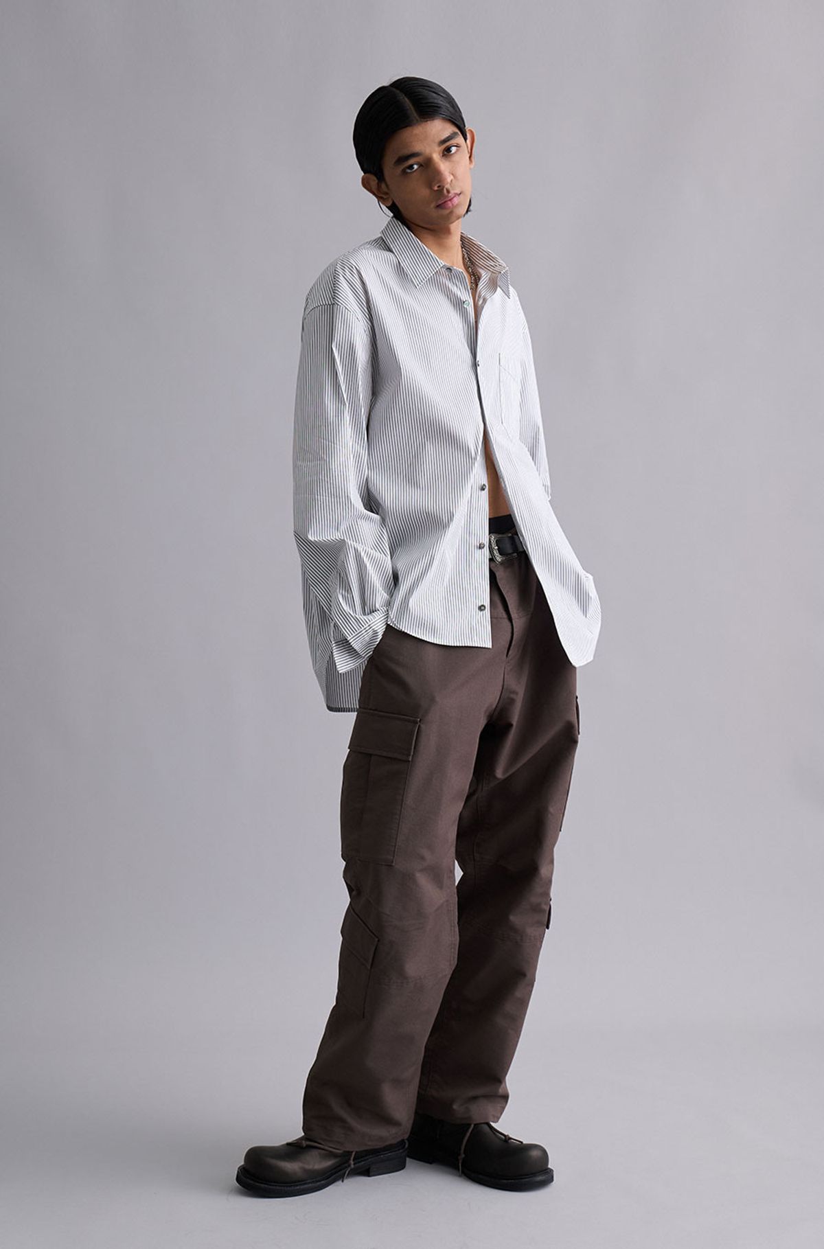 유체 프레타 포르테(YOUCHE PRET A PORTER) SR ASYM STRIPED SHIRTS White