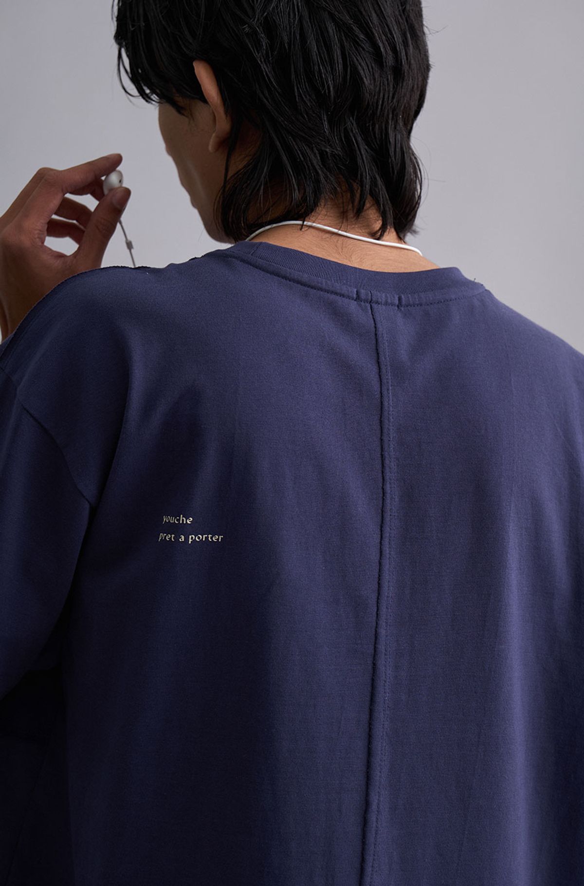 유체 프레타 포르테(YOUCHE PRET A PORTER) SR RAW-EDGE SHORT SLEEVE TEE Dusty Navy