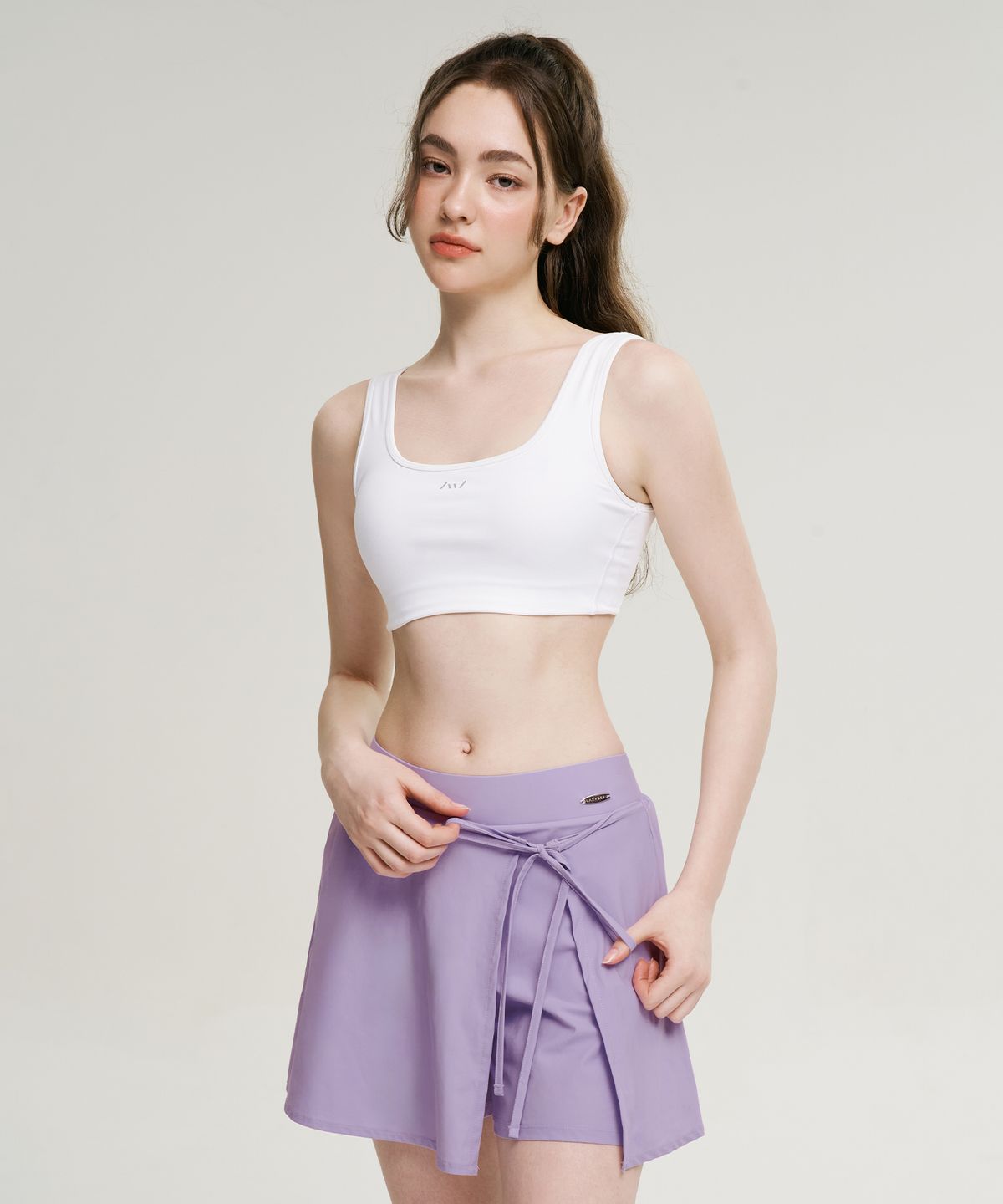 레이지비(LAZYBEE) 에어스트레치 리본 랩 스커트 스윔 팬츠 워터 큐롯팬츠 라벤더