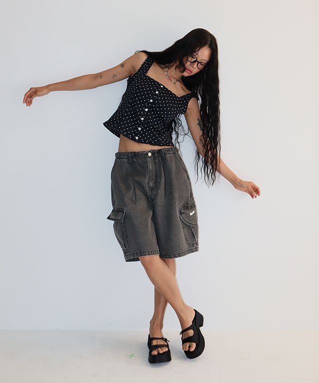 ★2025SS新作★RONRON★HEART POCKET CARGO DENIM SHORT PANTS MUSINSA公式 | RONRON HEART POCKET CARGO DENIM SHORT PANTS