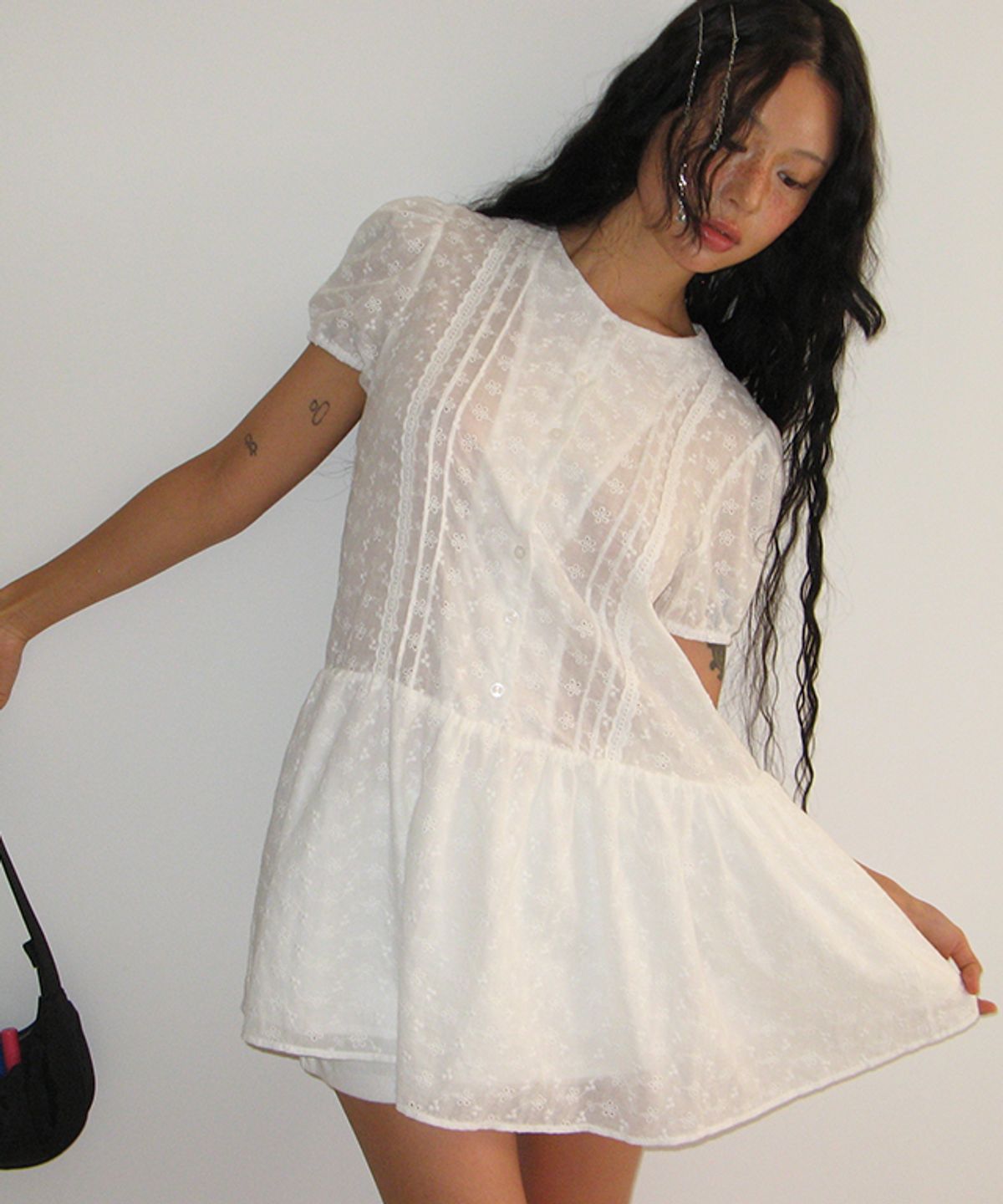 론론(RONRON) LACE MINI FRENCH DRESS WHITE