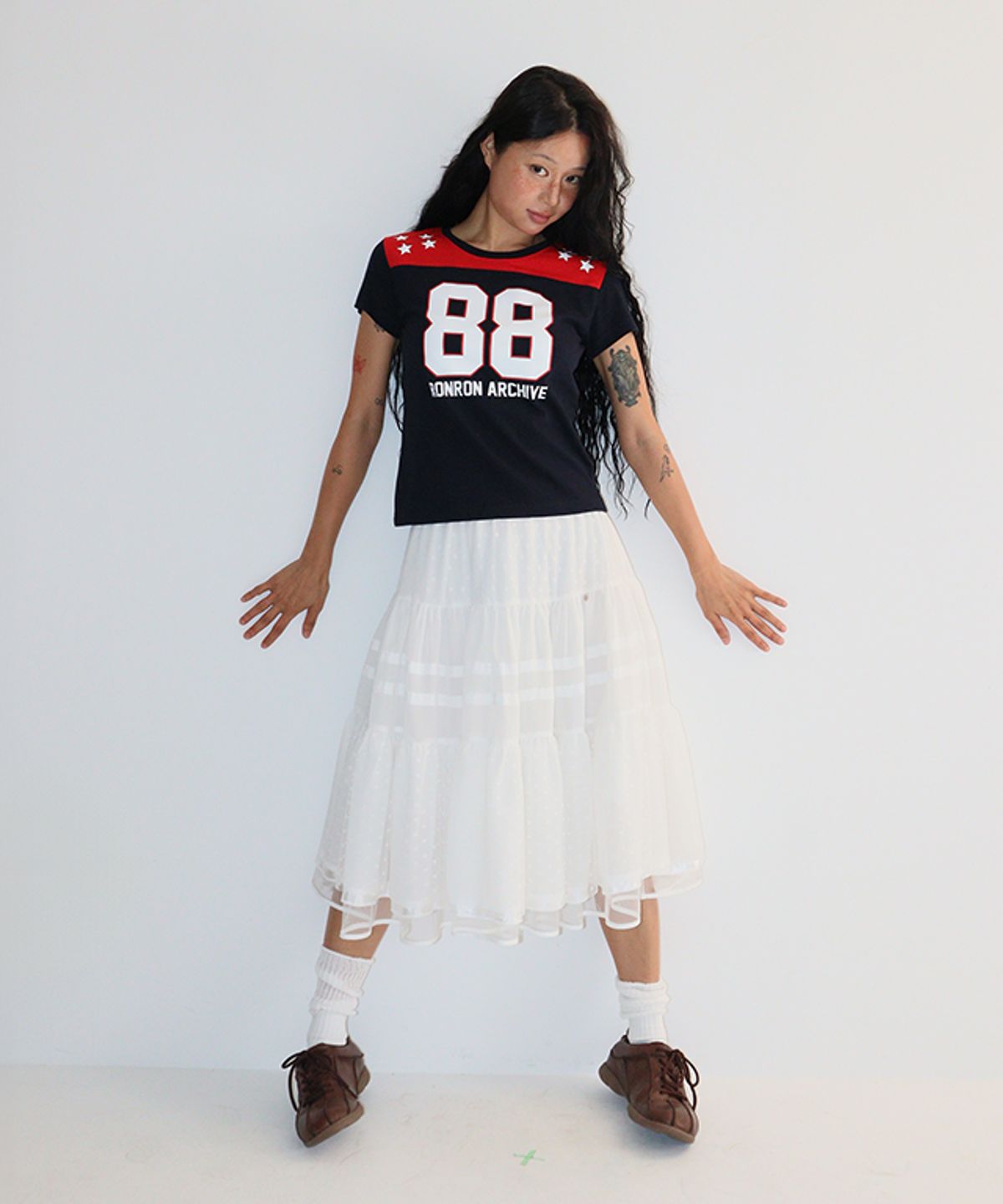 론론(RONRON) SPORTY 88 STAR SHORT T SHIRT NAVY