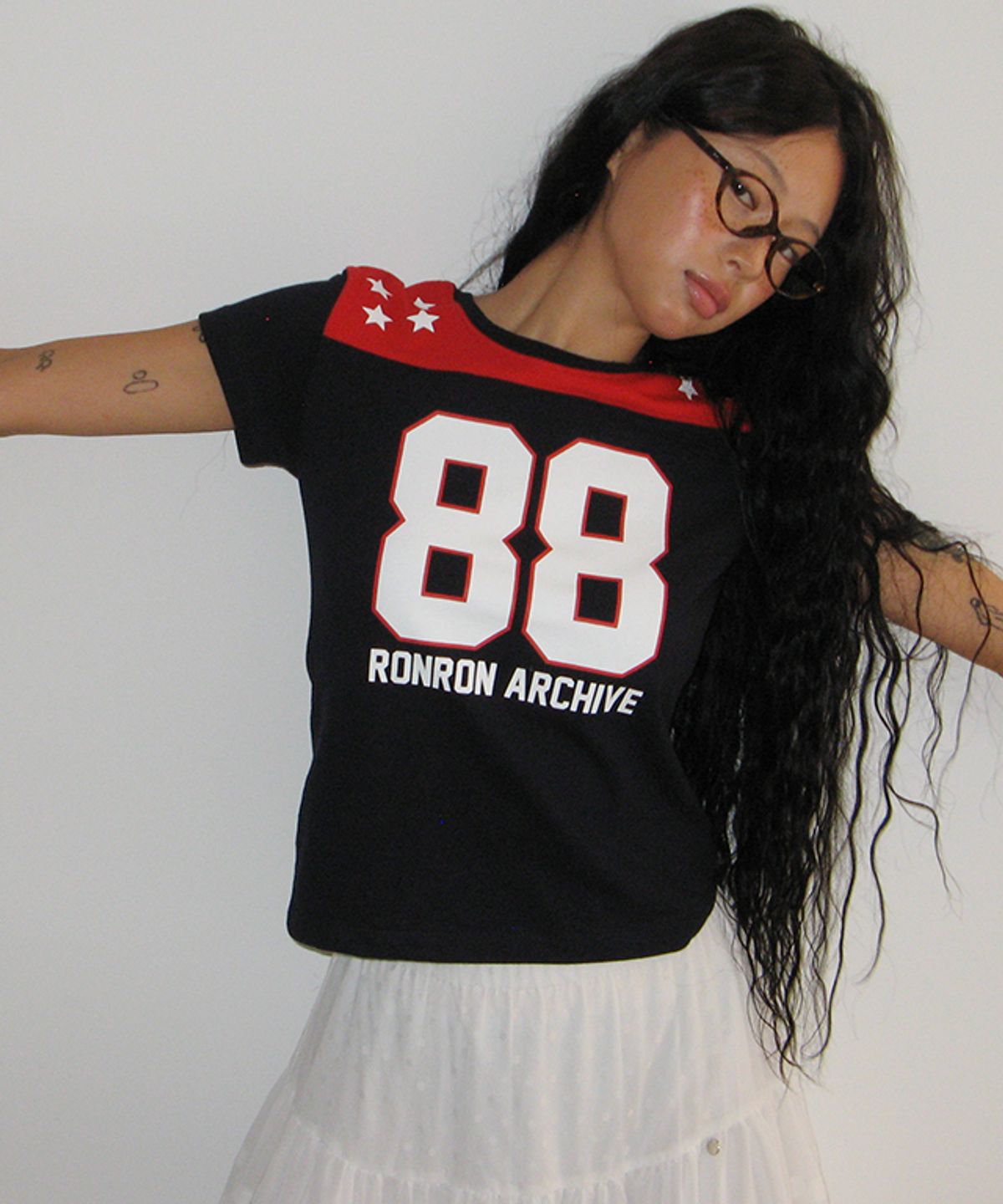 론론(RONRON) SPORTY 88 STAR SHORT T SHIRT NAVY