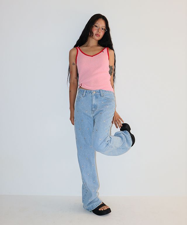 Tシャツ・カットソー RONRON GOLGI KNIT BLOCKING CHARM SLEEVELESS KNIT PINK RR25BS MUSINSA | RONRON GOLGI BLOCKING CHARM SLEEVELESS KNIT PINK