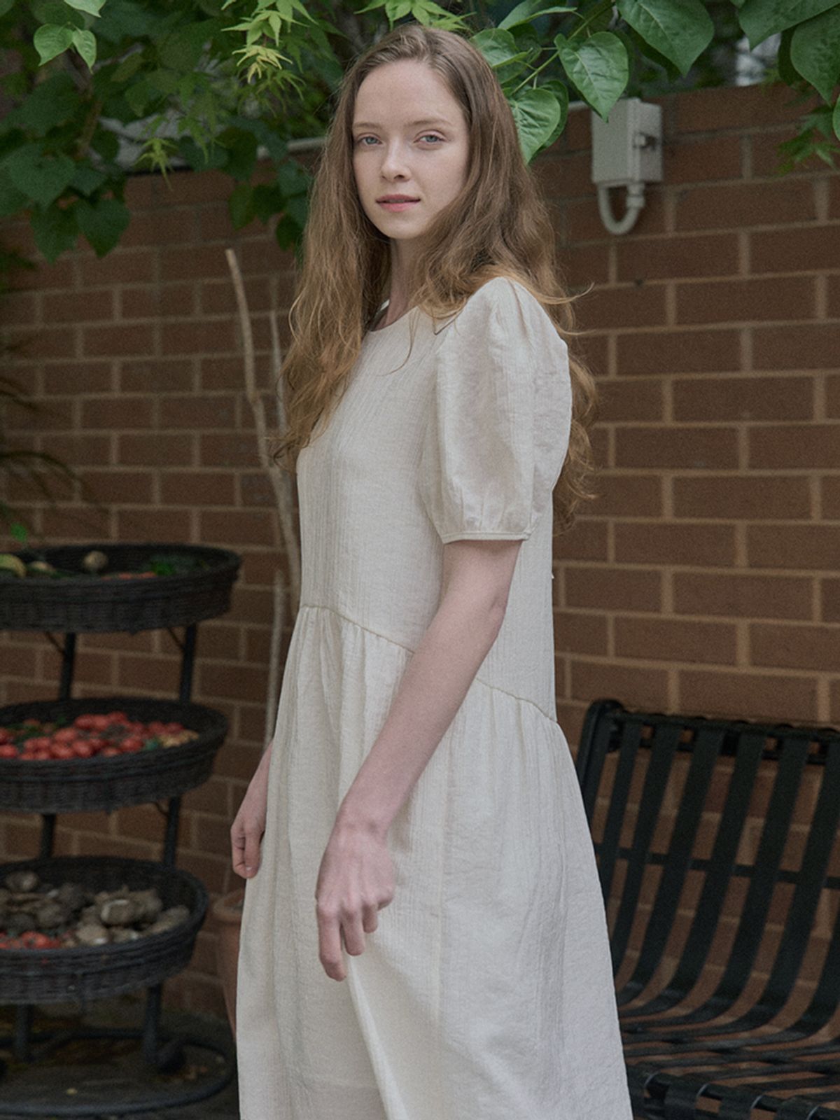 아방(AVANT-G) Ribbon Puff Long Dress - IVORY