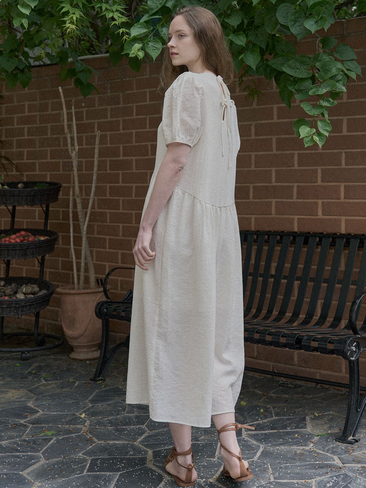 아방(AVANT-G) Ribbon Puff Long Dress - IVORY