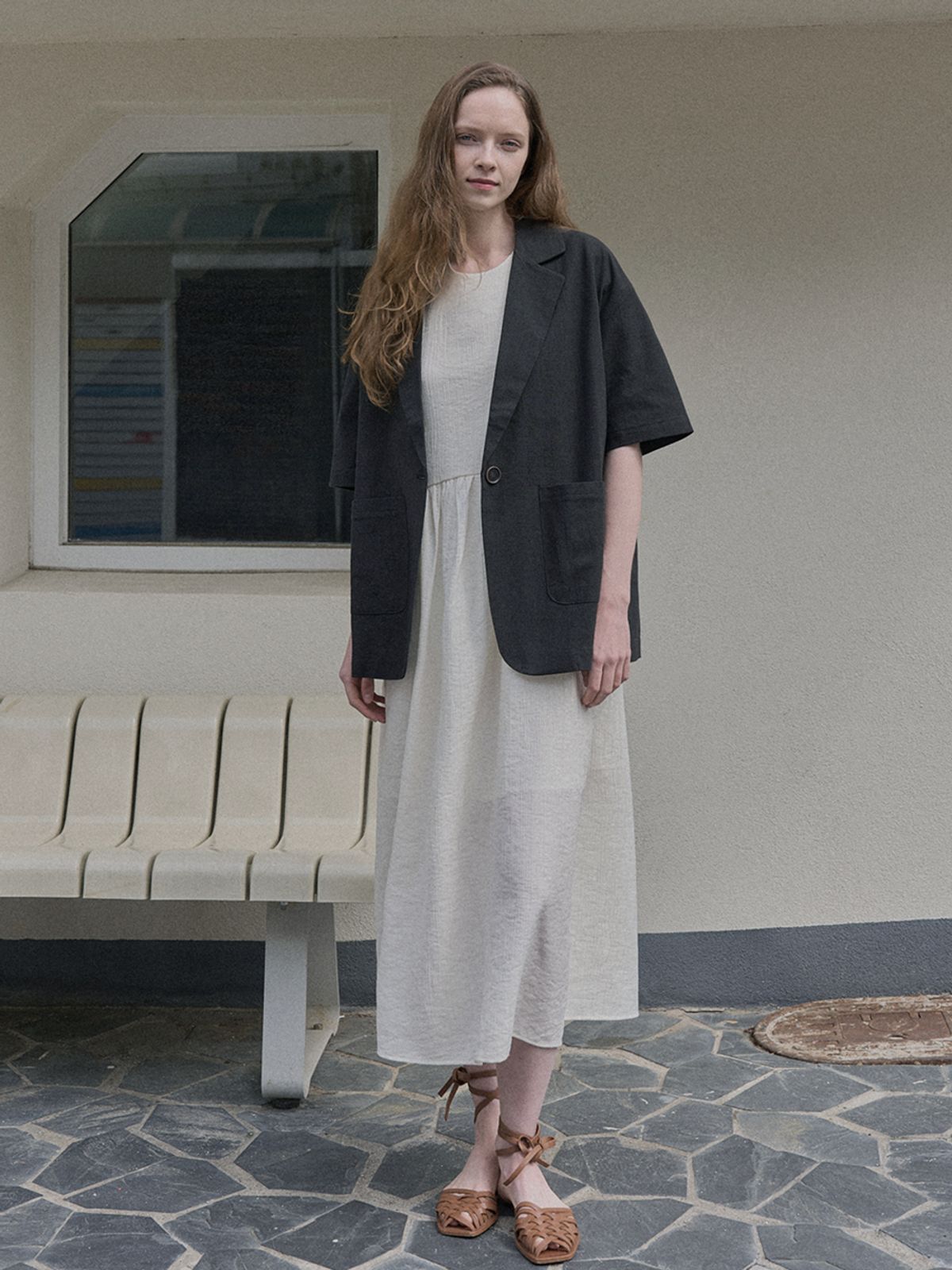 아방(AVANT-G) Ribbon Puff Long Dress - IVORY