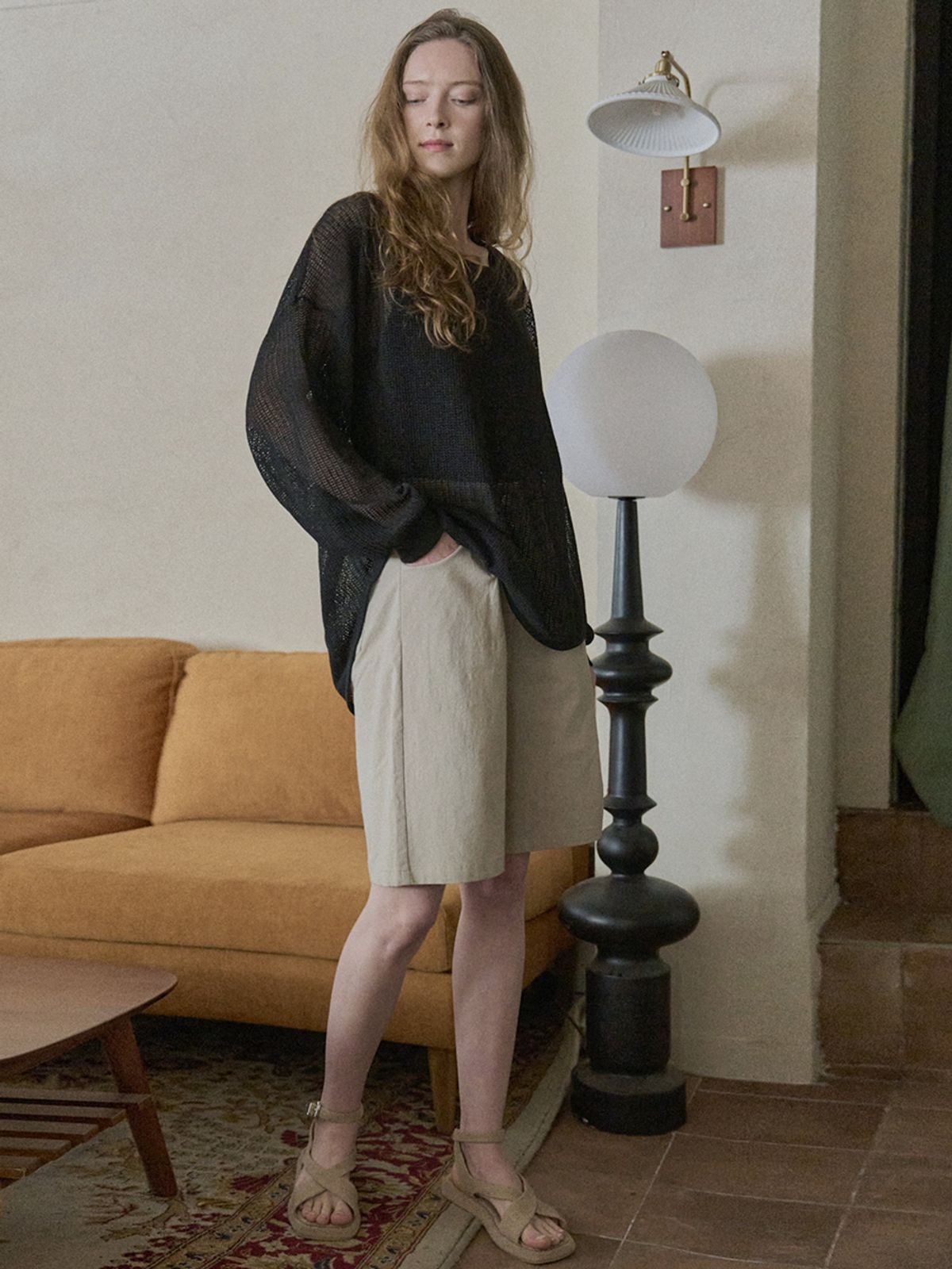 아방(AVANT-G) Cotton Span Short Pants - BEIGE
