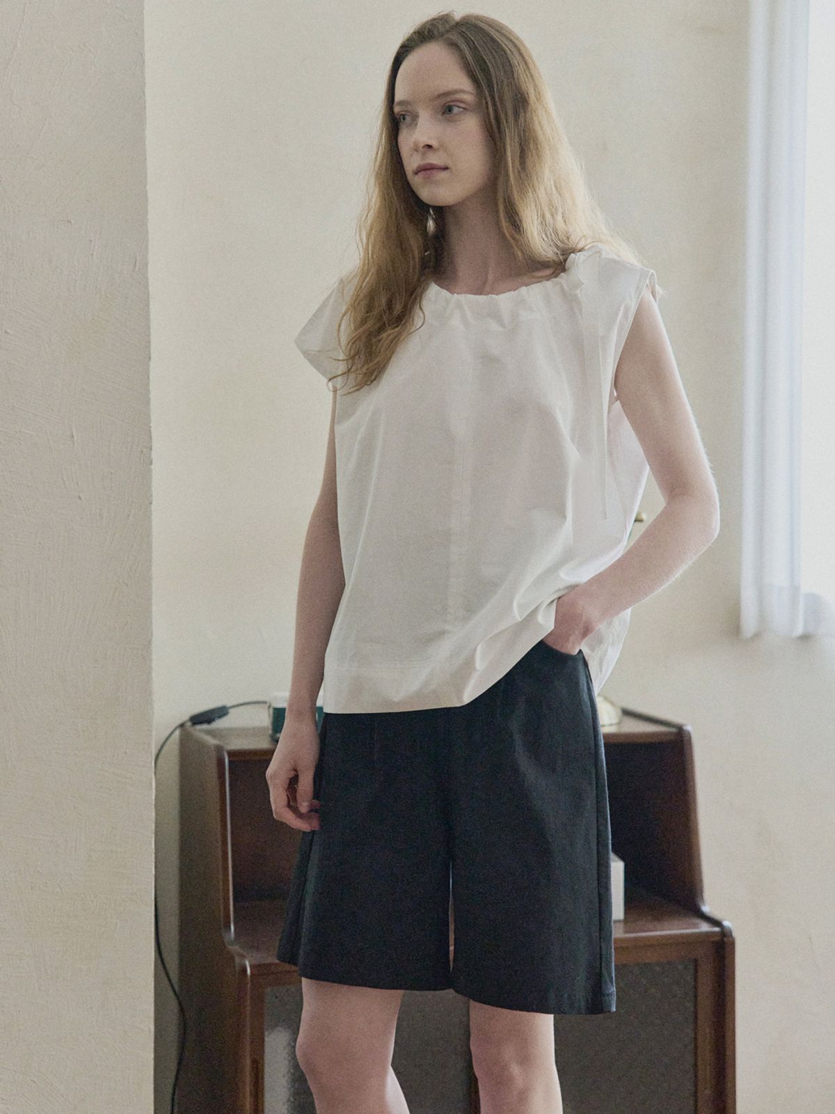 아방(AVANT-G) Cotton Span Short Pants - BLACK