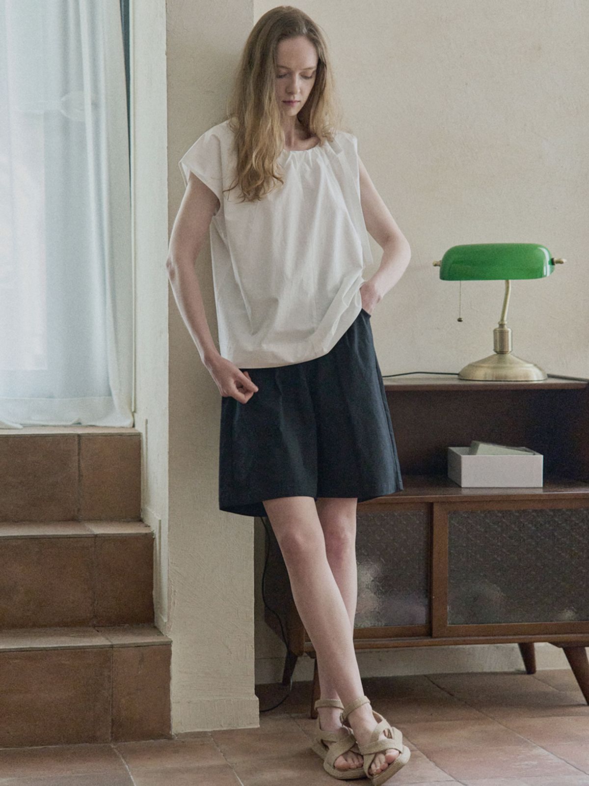 아방(AVANT-G) Cotton Span Short Pants - BLACK