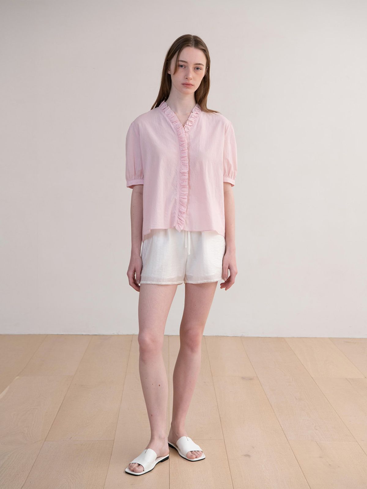 오브오브(OVEOF) Finn Frill Blouse_Pink