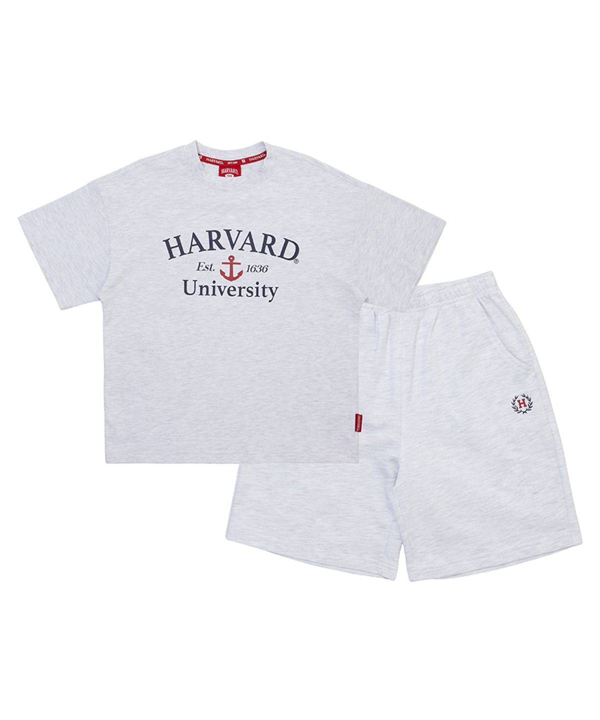 하버드 키즈(HARVARD KIDS) 베이직 빅로고 라운드넥 반팔 상하세트 B5M011