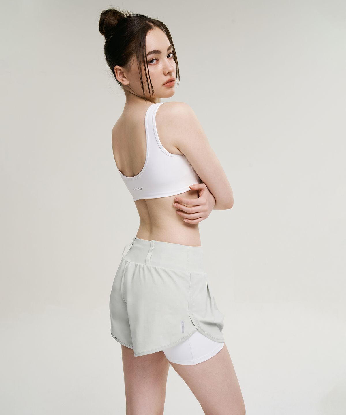 레이지비(LAZYBEE) 에어쿨링  2in1 레깅스 쇼츠 스포츠 (워터 러닝 운동 헬스) 투인원 반바지  W 그레이