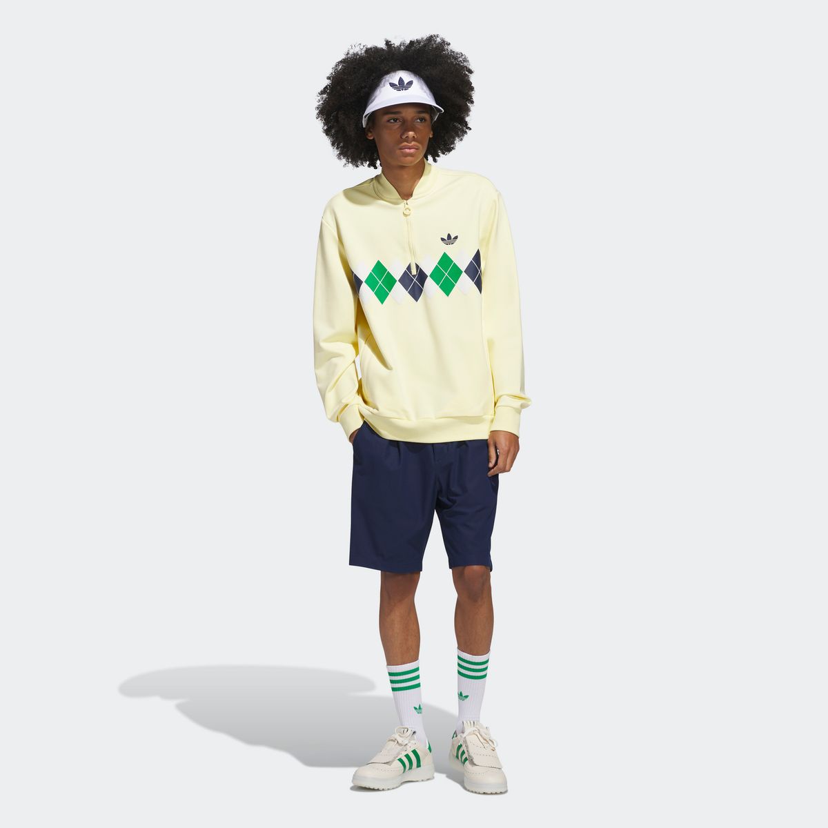 아디다스 골프(ADIDAS GOLF) 오리지널스 아가일 프린티드 쿼터집 스웨트셔츠 JE8273