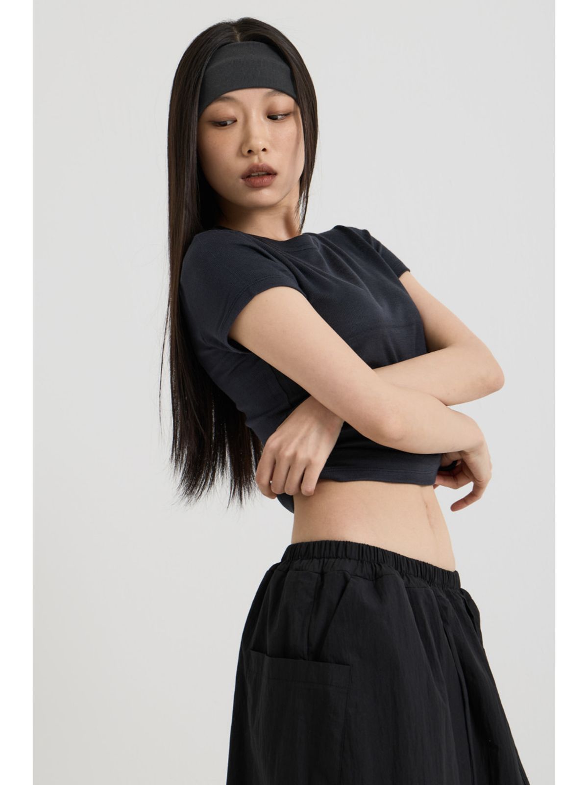 베이디피(VADEFY) 베이비 티셔츠, 차콜