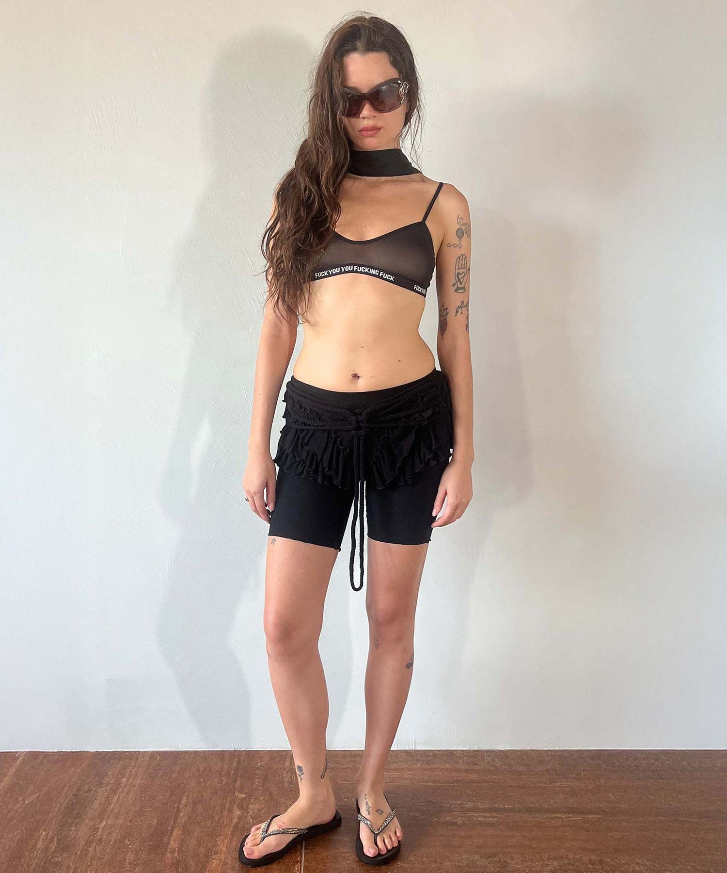 MUSINSA | SCULPTOR Braided Cottage Skort Black