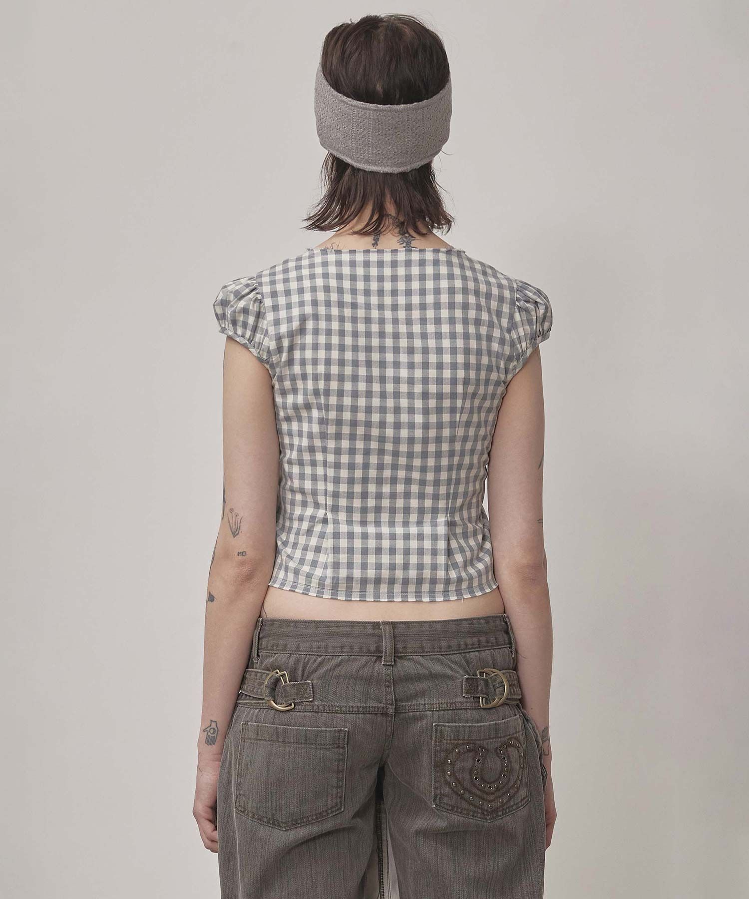 MUSINSA | SCULPTOR Rosetta Puff Shirt Mint Gingham