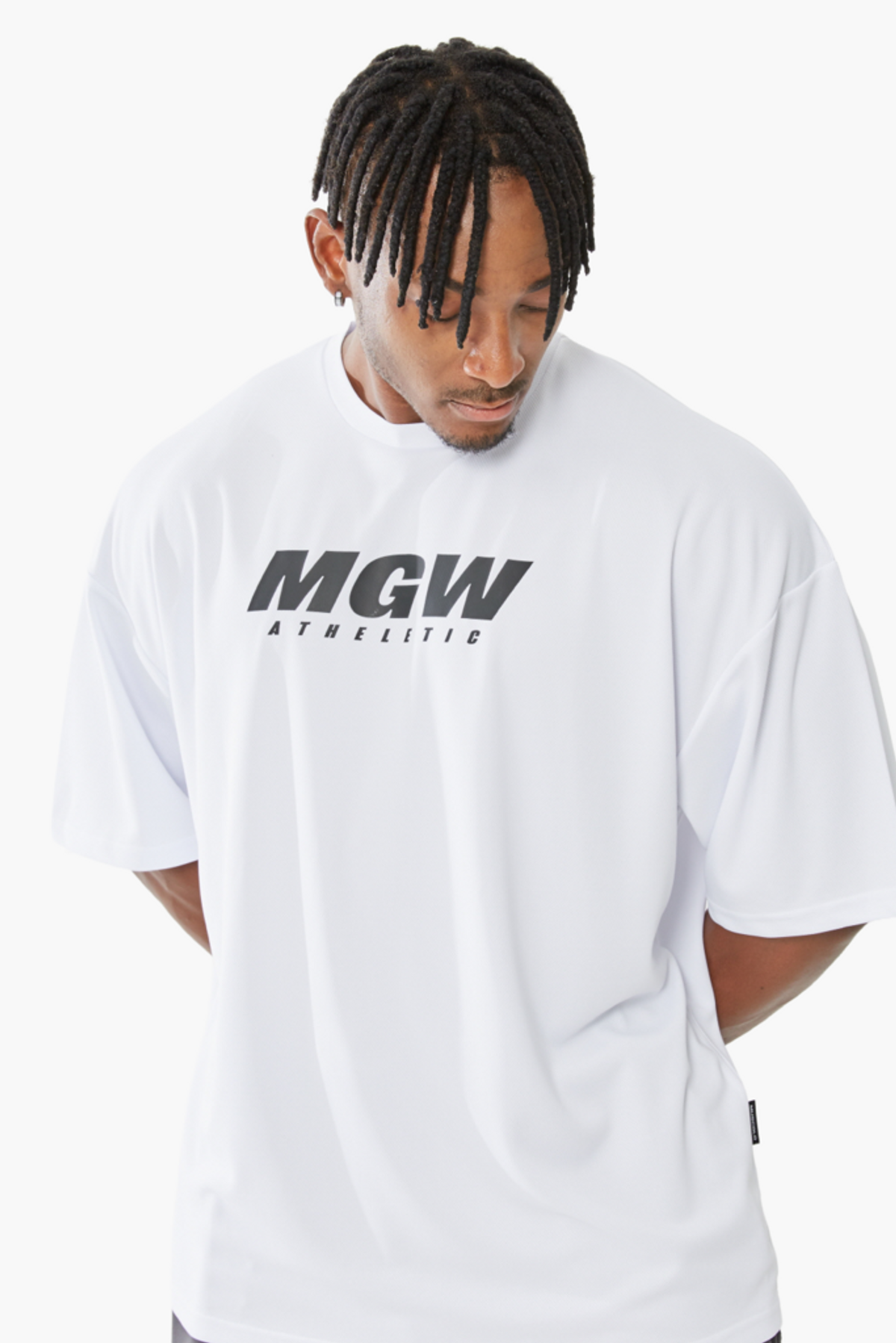 머스콜로(MUSCOLO) [MGW 퀵드라이] 에어쿨링 반팔 티셔츠 화이트 블랙