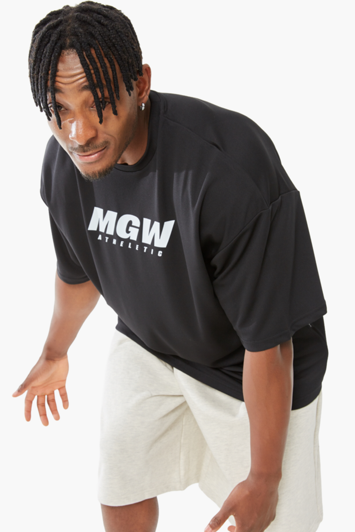 머스콜로(MUSCOLO) [MGW] 퀵드라이 오버핏 반팔 티셔츠 블랙 화이트