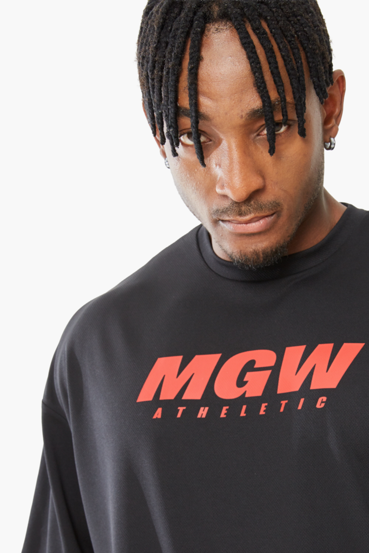 머스콜로(MUSCOLO) [MGW] 퀵드라이 오버핏 반팔 티셔츠 블랙 레드