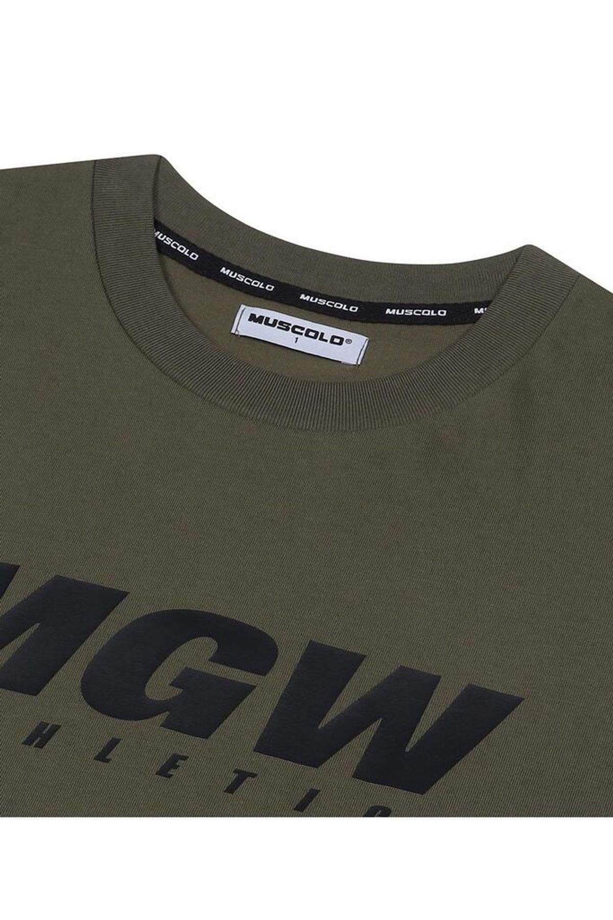 머스콜로(MUSCOLO) [MGW] CP 세미오버핏 반팔 티셔츠 카키 블랙