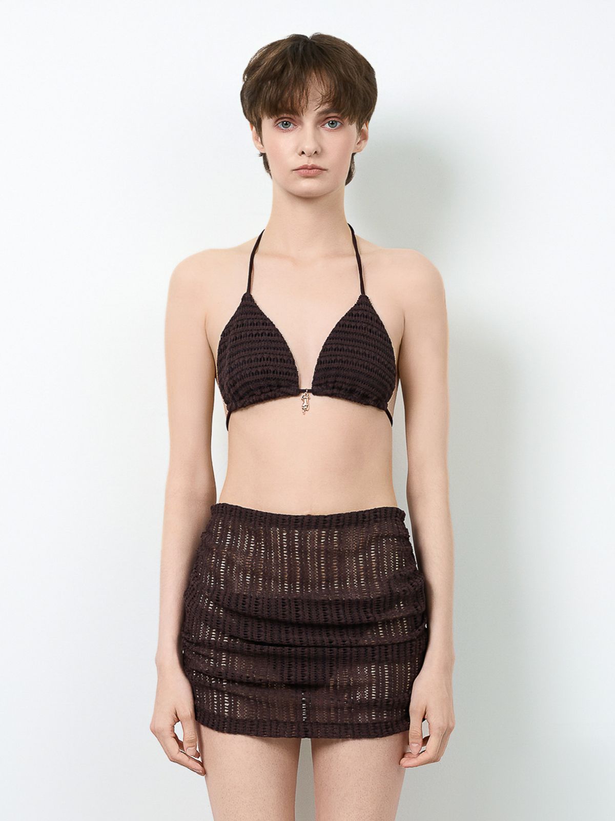 로에(LEAUET) Carmen Knit Bikini + Mini Skirt SET (3pcs) 2colors