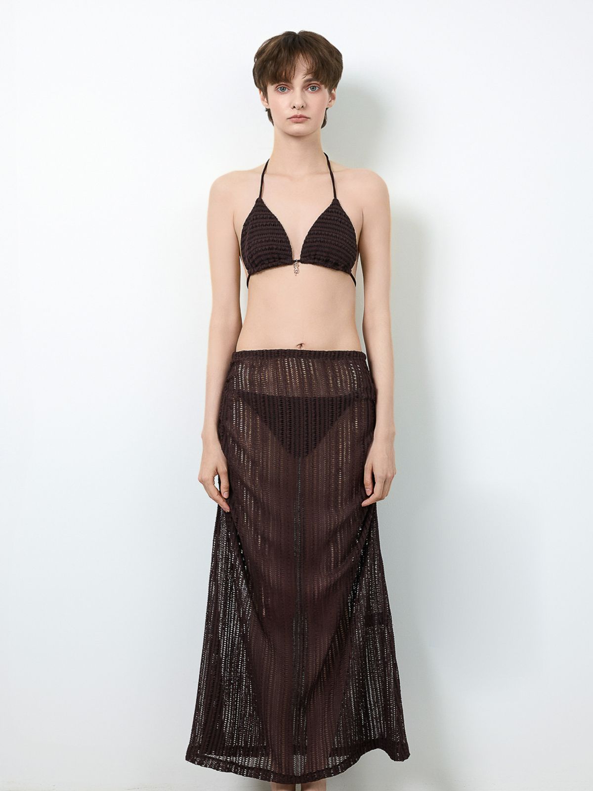 로에(LEAUET) Carmen Knit Bikini + Maxi Skirt SET (3pcs) 2colors
