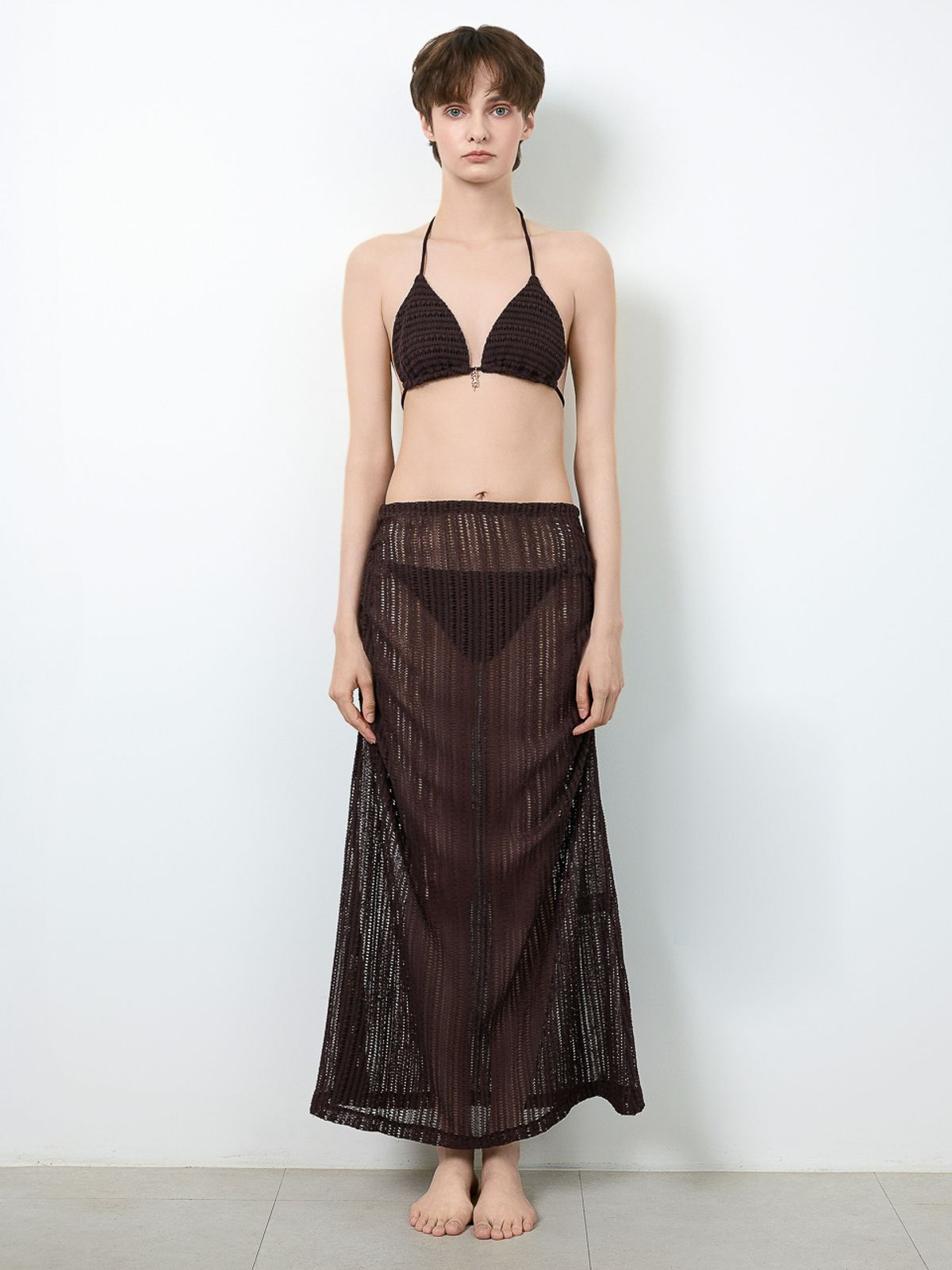 로에(LEAUET) Carmen Knit Bikini + Maxi Skirt SET (3pcs) 2colors