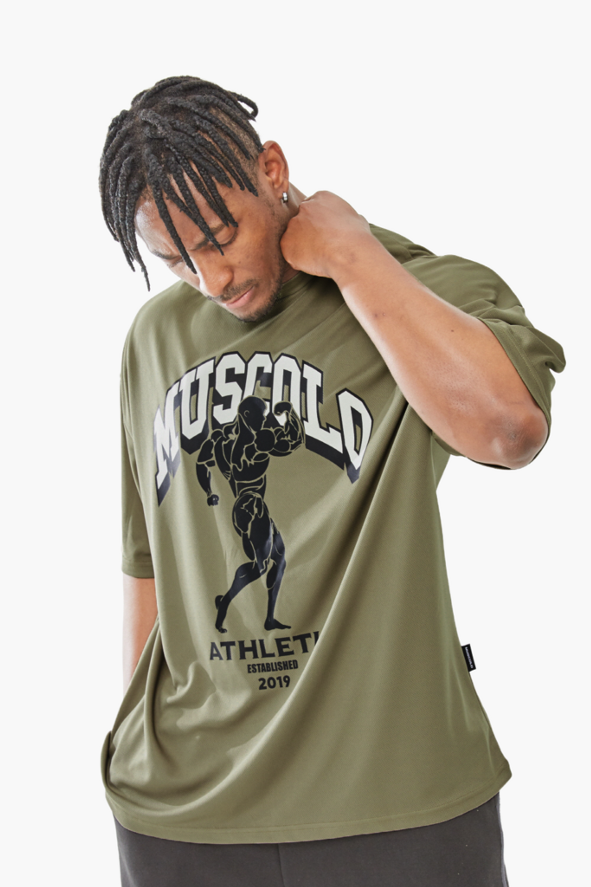 머스콜로(MUSCOLO) [머슬맨] 에어쿨링 반팔 티셔츠 카키