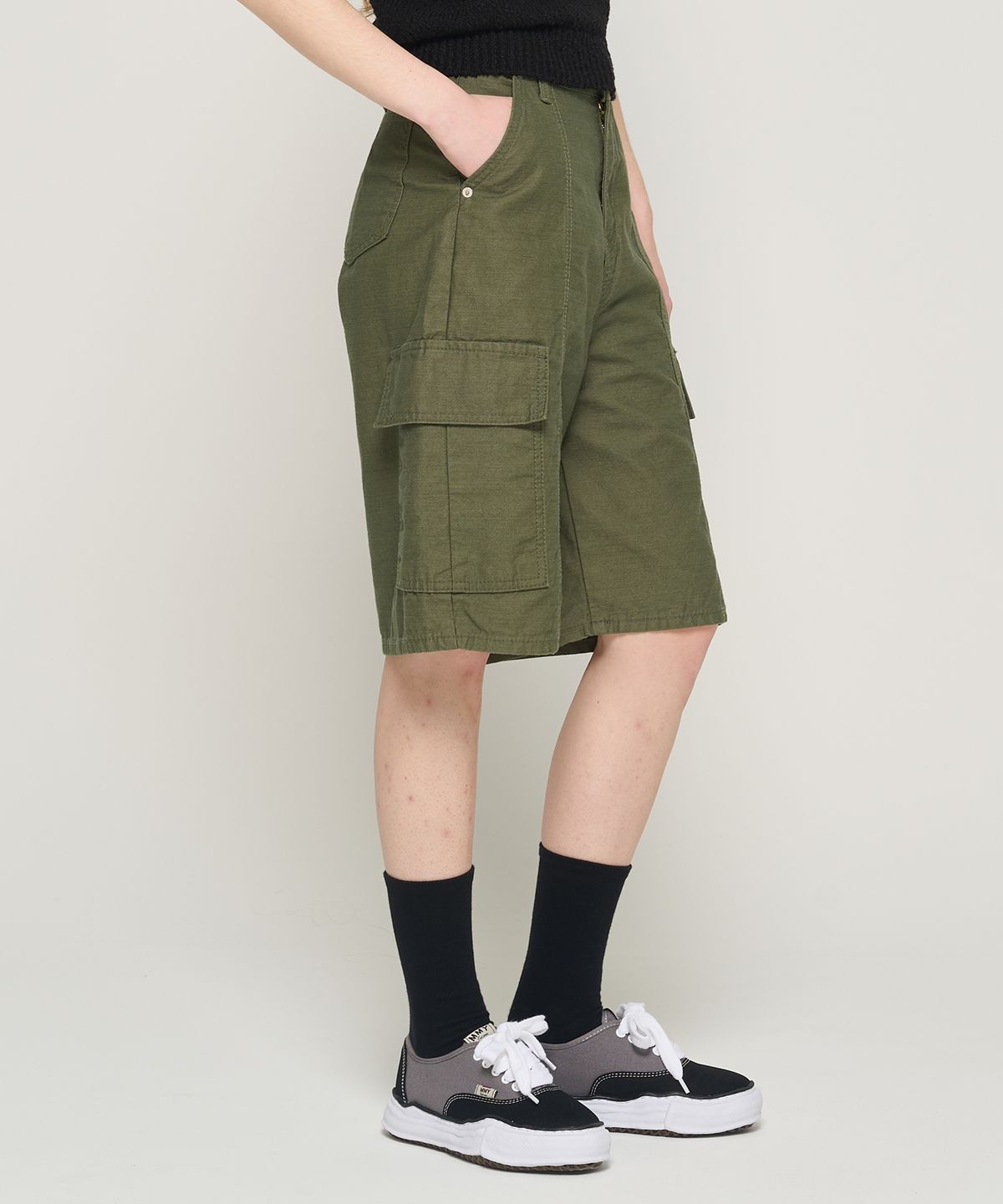 카고브로스 포 우먼(CARGOBROS FOR WOMAN) 카고 포켓 버뮤다 팬츠 (카키)