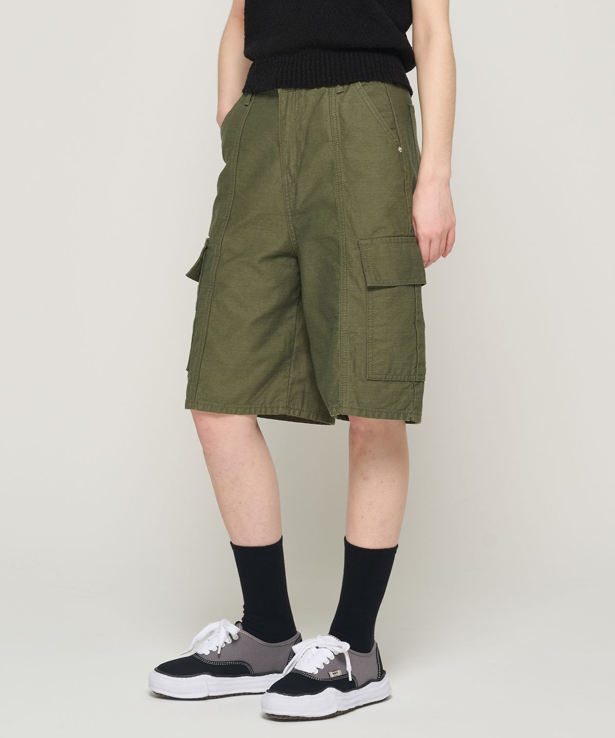 카고브로스 포 우먼(CARGOBROS FOR WOMAN) 카고 포켓 버뮤다 팬츠 (카키)
