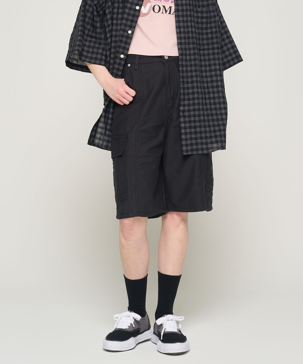 카고브로스 포 우먼(CARGOBROS FOR WOMAN) 카고 포켓 버뮤다 팬츠 (블랙)