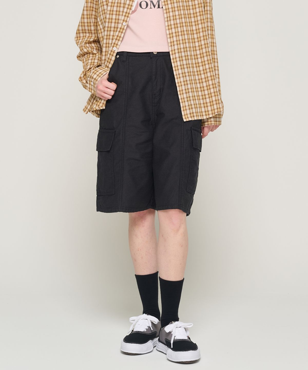 카고브로스 포 우먼(CARGOBROS FOR WOMAN) 카고 포켓 버뮤다 팬츠 (블랙)