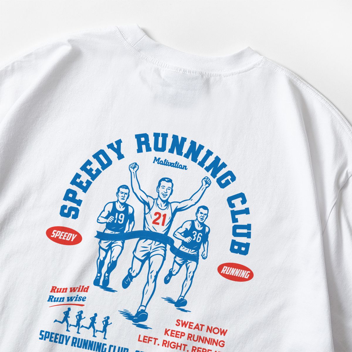 스플래시코드(SPLASHCODE) 반팔 티셔츠 화이트 - 스피디 런닝 클럽(Speedy Running Club)