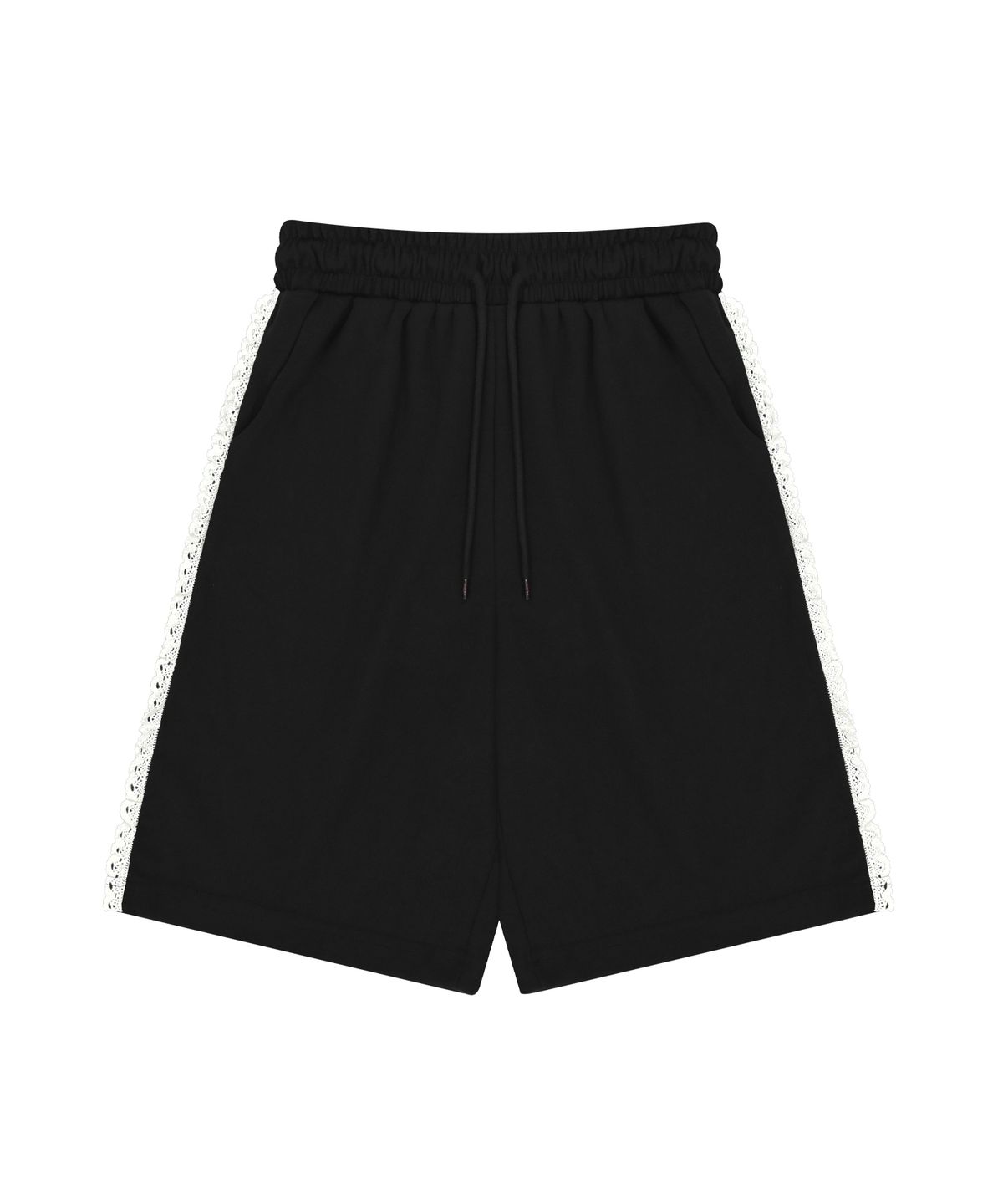 에스이에스티(S'EST) Lace Track Bermuda Shorts Black