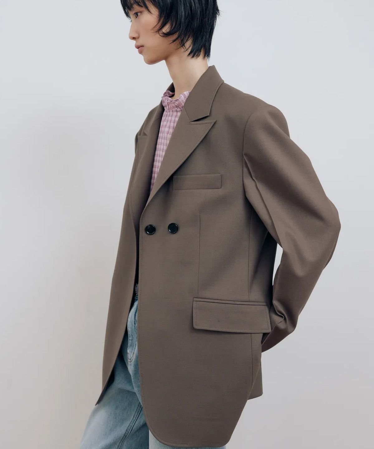 마조네(MA JOURNEE) BOYFRIEND DOUBLE BUTTON JACKET_MOCHA
