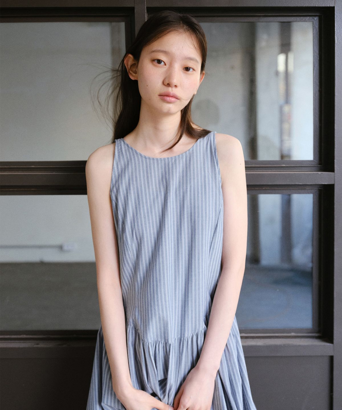 유라고(URAGO) Stripe sleeveless long dress