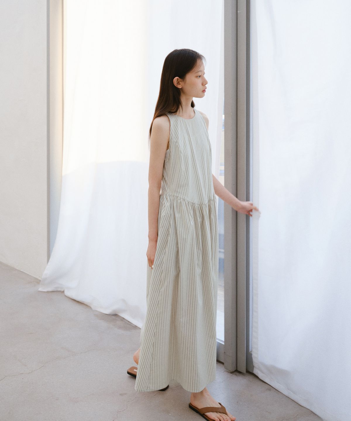 유라고(URAGO) Stripe sleeveless long dress