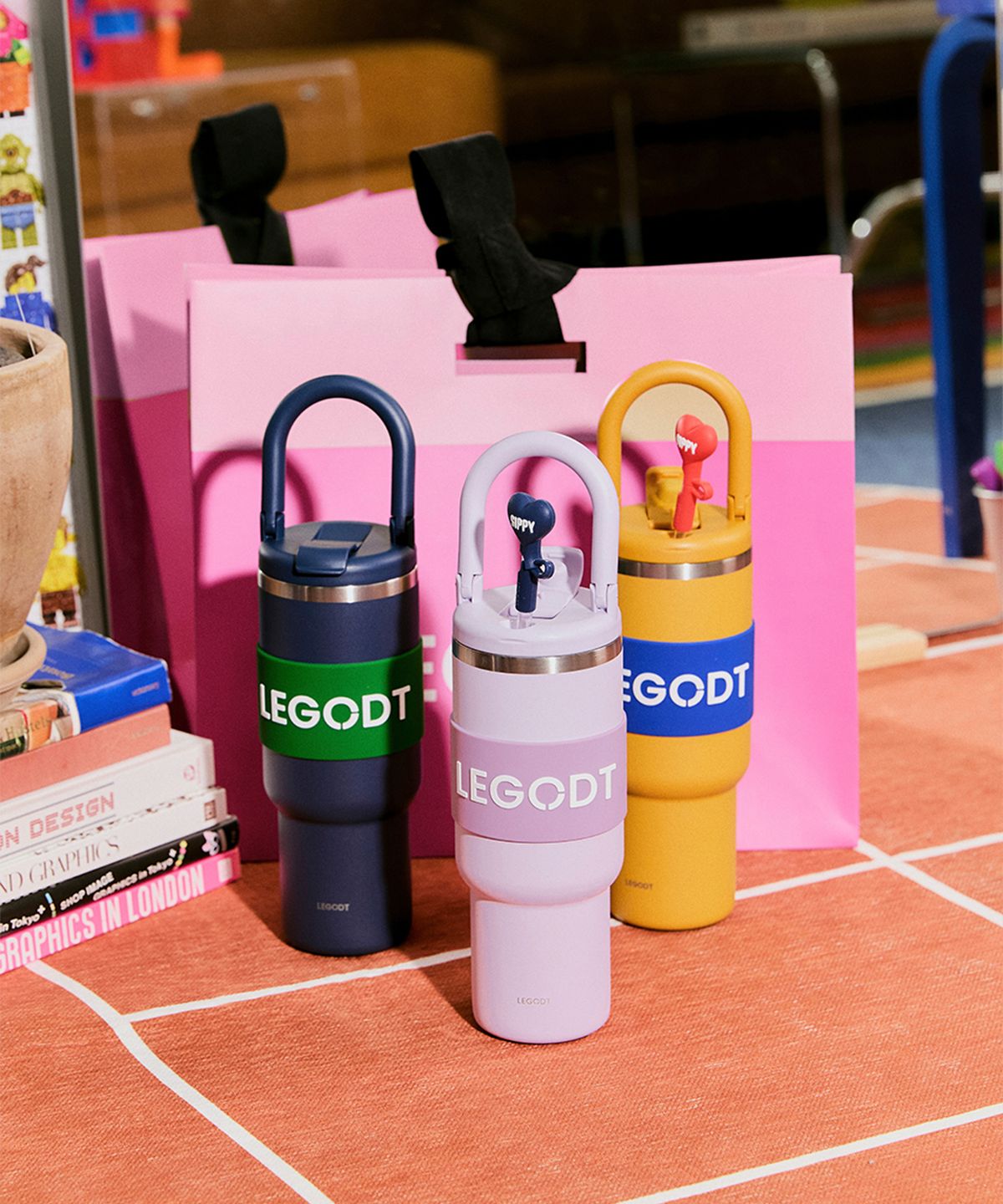 레고트(LEGODT) 루프 텀블러 핸디 1000ml+스트로우 캡 2p세트