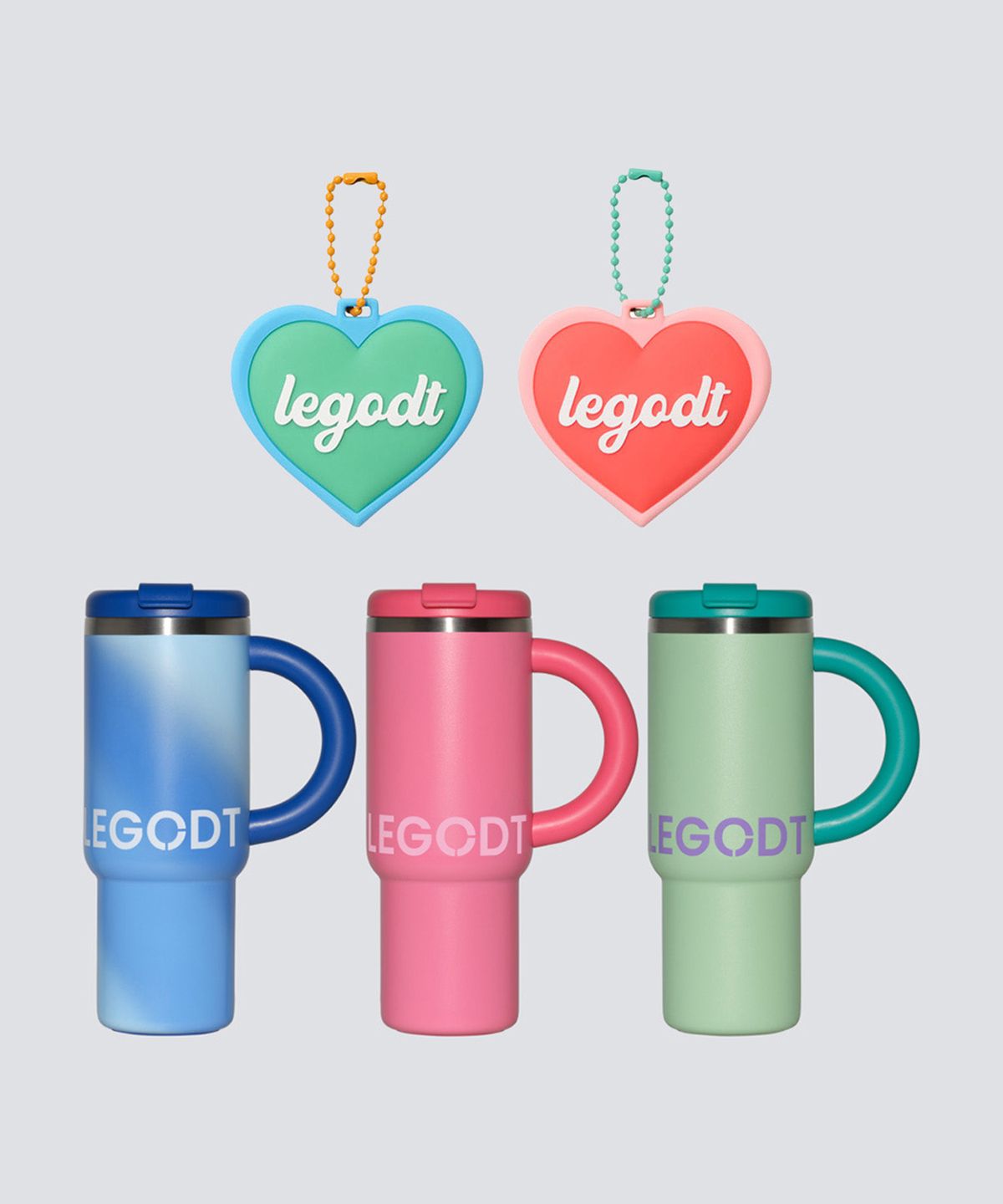 레고트(LEGODT) 루프 텀블러 핸디 1000ml+키링 (하트미러)